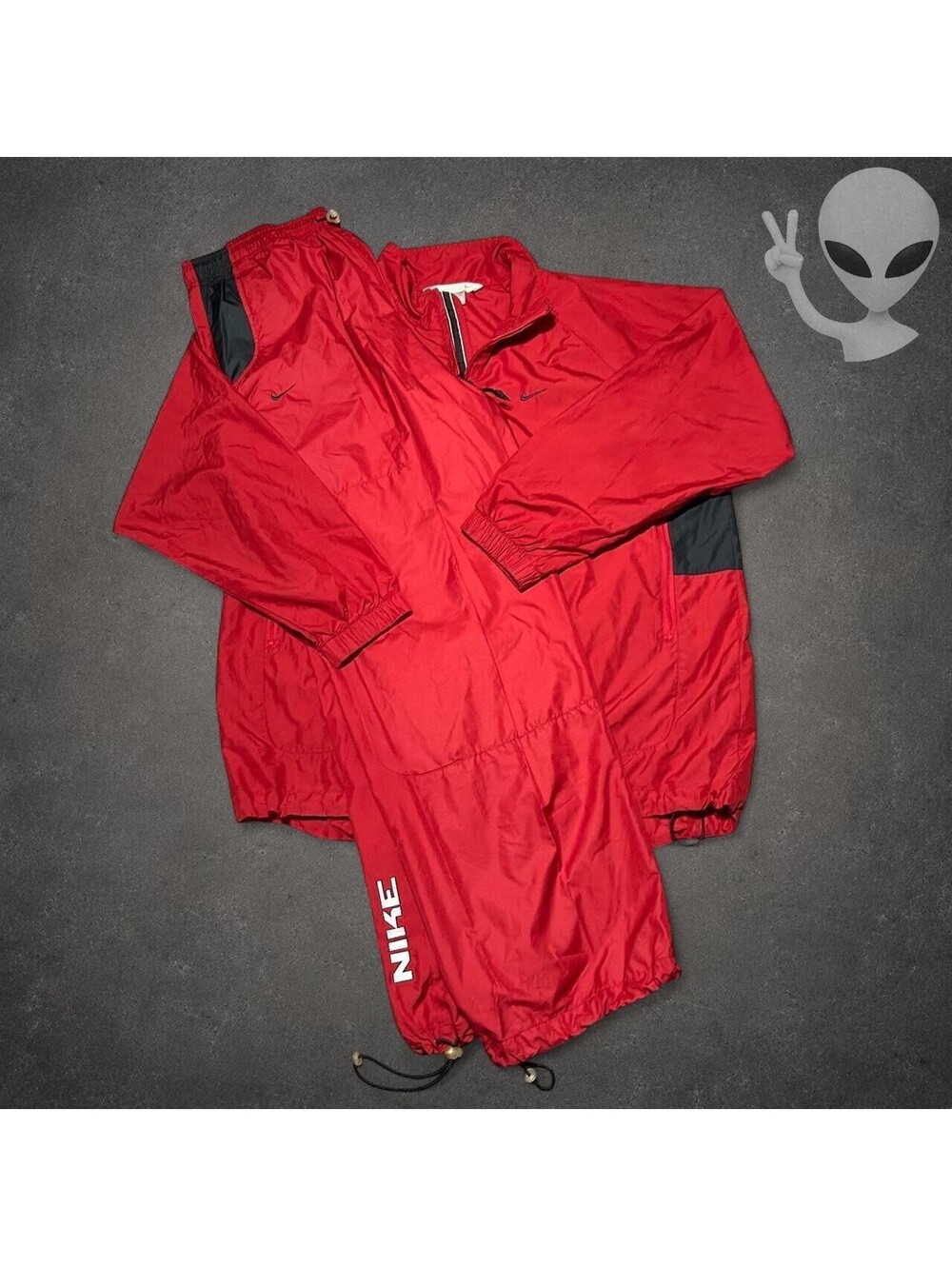 Vintage Nike Silver Tag Red Tracksuit Set Mens US Size M 90s Nylon